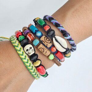 Handmade Rope Bracelets from Mexico (set 6) Multicolor